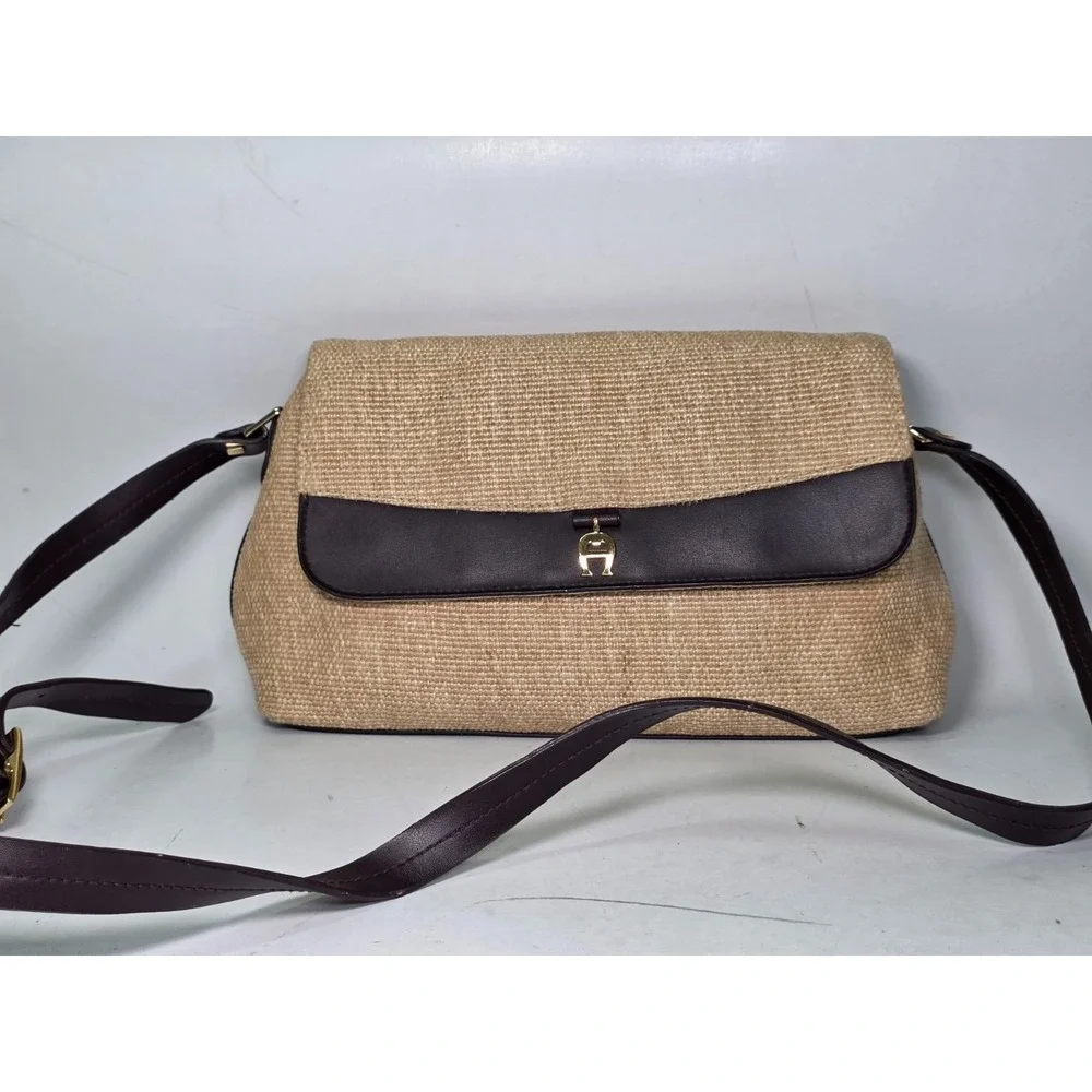 Etienne Aigner Vintage Straw Shoulder Bag Classic Crossbody Purse Rare
